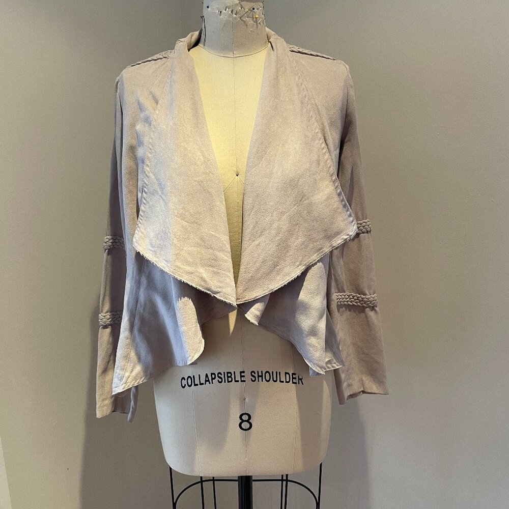 ECI New York, beige open front jacket, size Medium